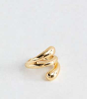 Gold Tone Sleek Teardrop Wrap Ring