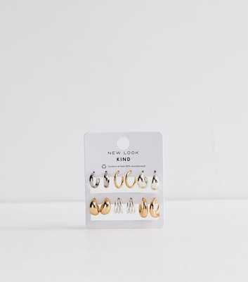 Pack of 6 Mixed Metal Chunky Mini Hoop Earrings