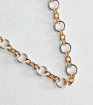 Mixed Metal Oval Link Chain Necklace