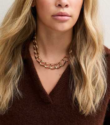 Gold Tone Chunky Chain Link Necklace