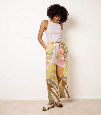 Blue Vanilla Multicoloured Leaf Print Wide Leg Trousers