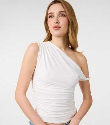 Pink Vanilla Off White Asymmetric Twisted Strap Top