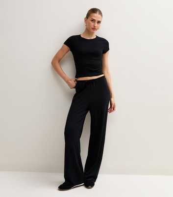 Premium Cotton Rich Black Wide Leg Trousers
