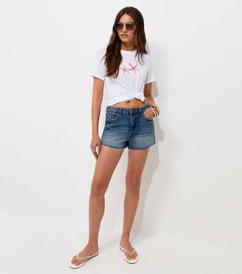 White Cotton Starfish Print Relaxed T-Shirt