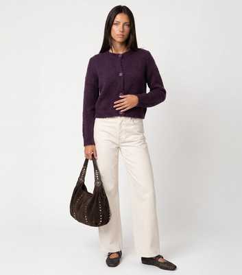 Urban Bliss Light Purple Knitted Cropped Cardigan