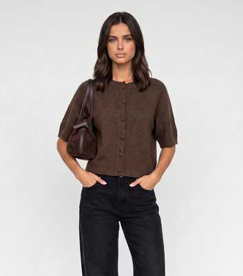 Urban Bliss Brown Short Sleeve Knitted Cardigan