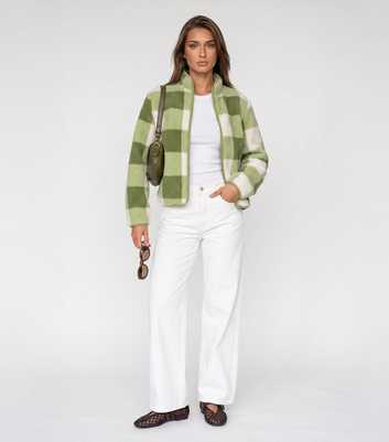 Urban Bliss Light Green Checked Borg Texture Jacket