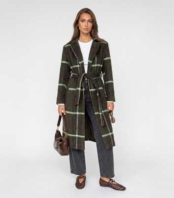 Urban Bliss Green Belted Checked Coat