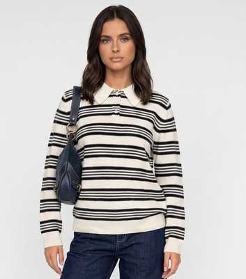 Urban Bliss Cream Collared Striped Jumper