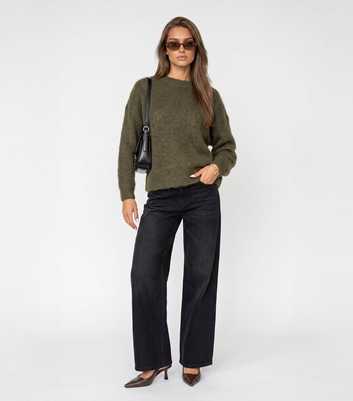 Urban Bliss Light Khaki Knitted Crew Neck Jumper