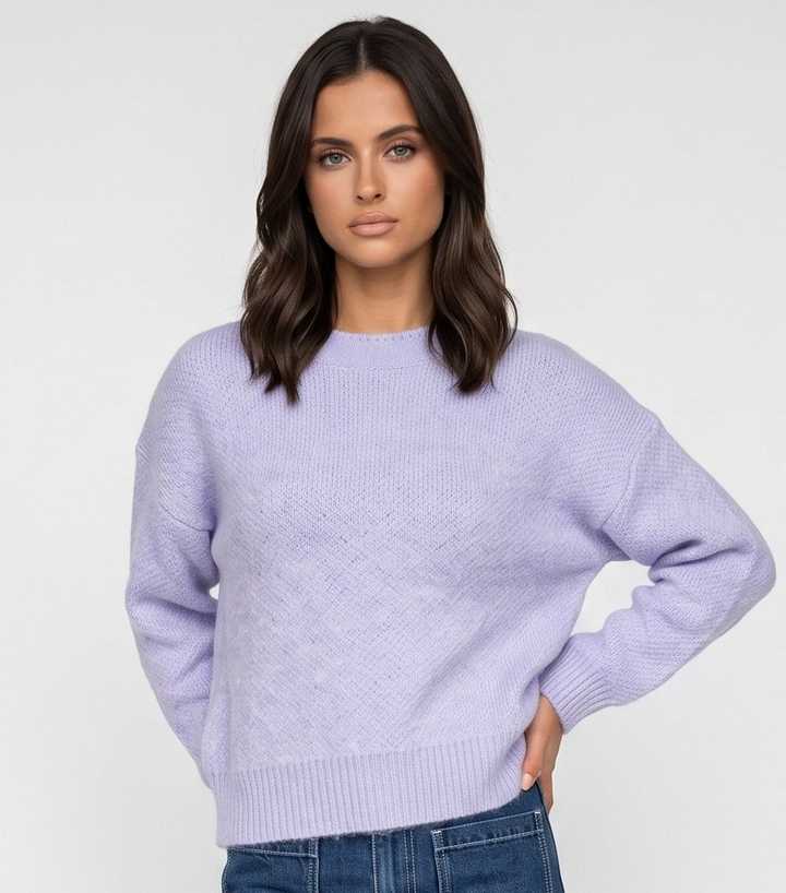 Urban Bliss Lilac Knitted Crew Neck Jumper