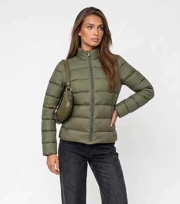 Urban Bliss Light Khaki Packable Lightweight Puffer Jacket