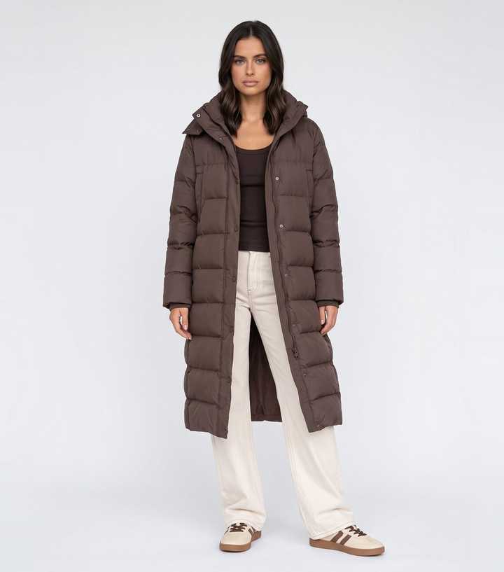 Urban Bliss Brown Seamless Longline Puffer Coat