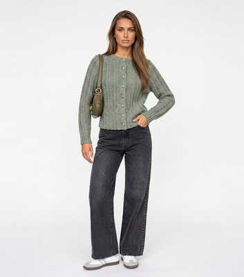 Urban Bliss Light Khaki Cabled Cardigan