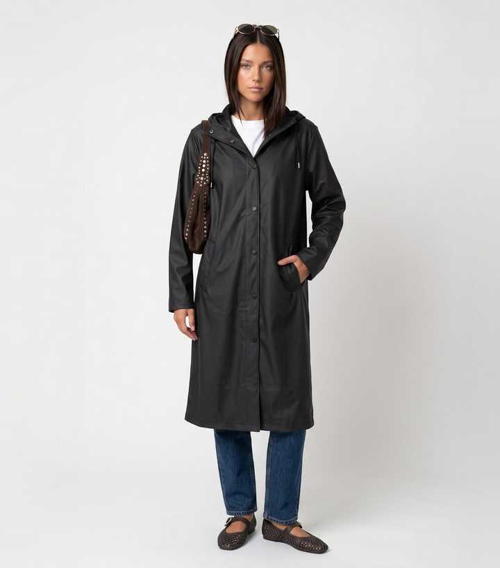Urban Bliss Black Hooded Longline Raincoat