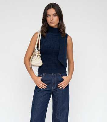 Urban Bliss Navy Boucle Textured Scarf