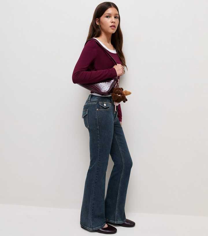Girls Blue Low Rise Flared Jeans