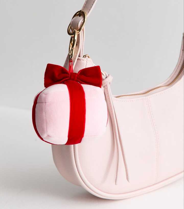 Pink Christmas Present Plush Bag Charm