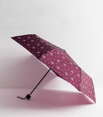 Dark Burgundy Bow Print Umbrella
