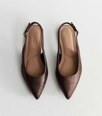 Wide Fit Bronze Embellished Slingback Flats