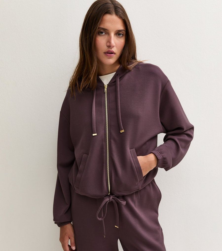 Premium Dark Burgundy Drawstring Hem Zip Up Hoodie