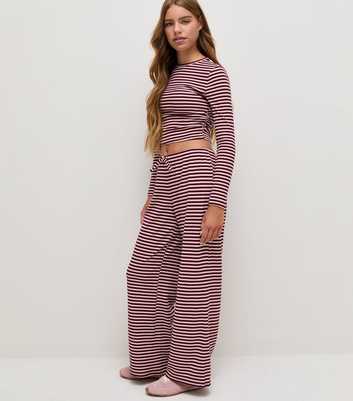 Girls Red Stripe Wide Leg Trouser