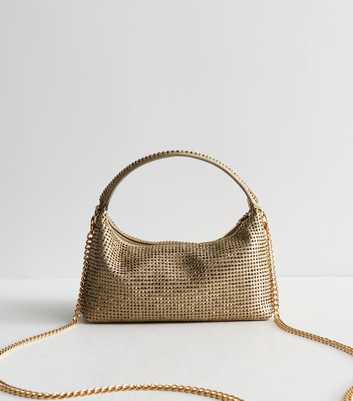 Gold Diamante Embellished Mini Grab Bag