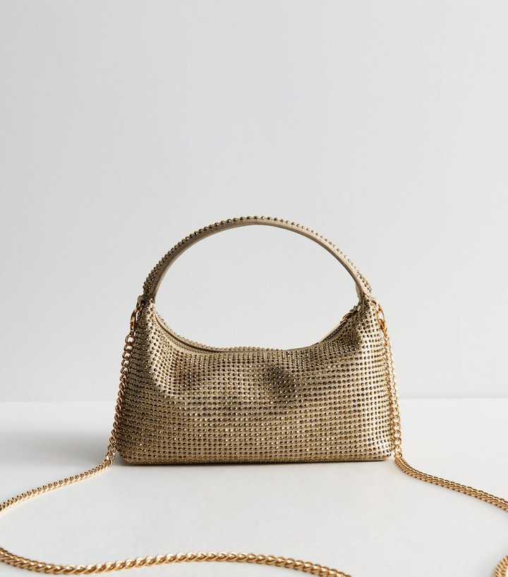 Gold Diamante Embellished Mini Grab Bag