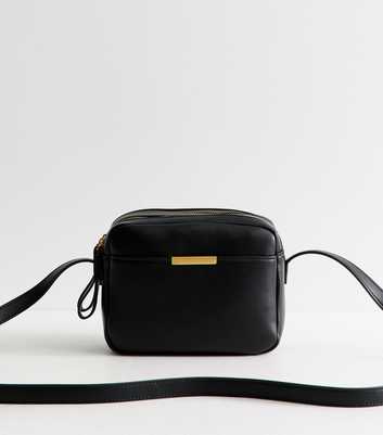 Black Faux Leather Crossbody Bag