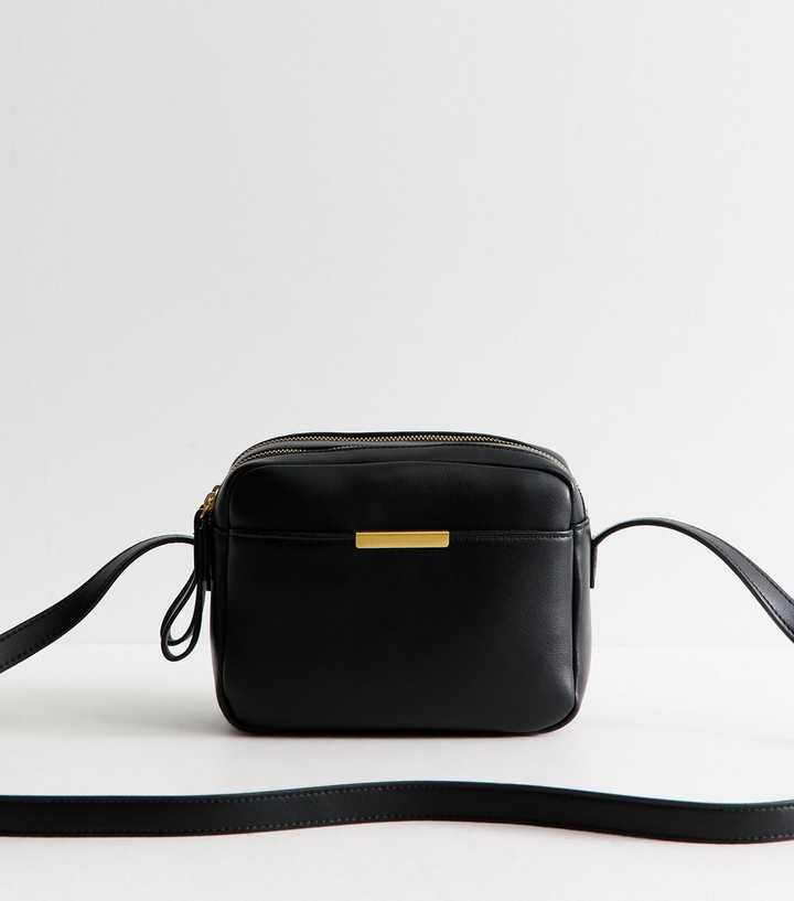 Black Faux Leather Crossbody Bag