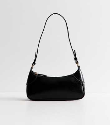 Black Faux Leather Shoulder Bag