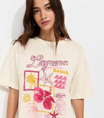 Off White Cotton Laguna Beach Relaxed T-Shirt