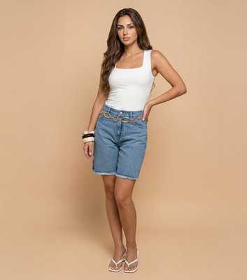 Urban Bliss Blue Raw Hem Denim Shorts
