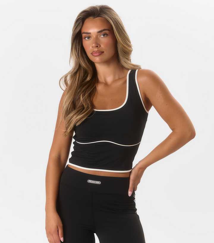 Peach:Fit Black Arabella Cropped Vest Top