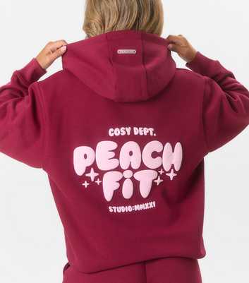 Peach:Fit Dark Burgundy Bubble Logo Hoodie