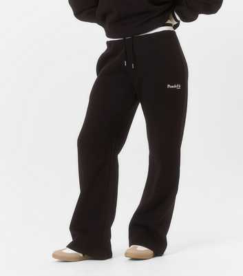 Peach:Fit Black Stripe Waistband Wide Leg Joggers