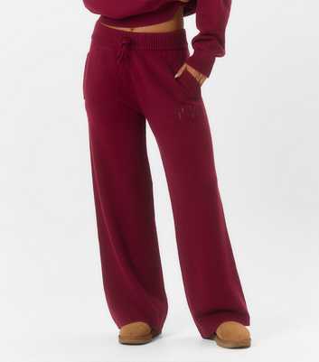 Peach:Fit Dark Burgundy Knitted Wide Leg Jogger