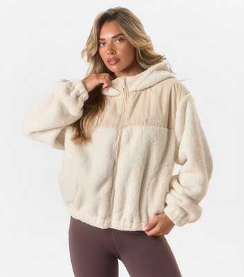 Peach Fit Cream Zip Up Hooded Leona Jacket