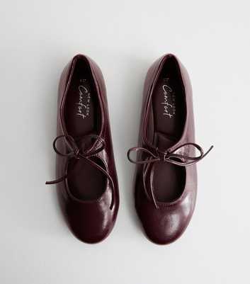 Dark Brown Patent Faux Leather Tie Front Mary Jane Flats