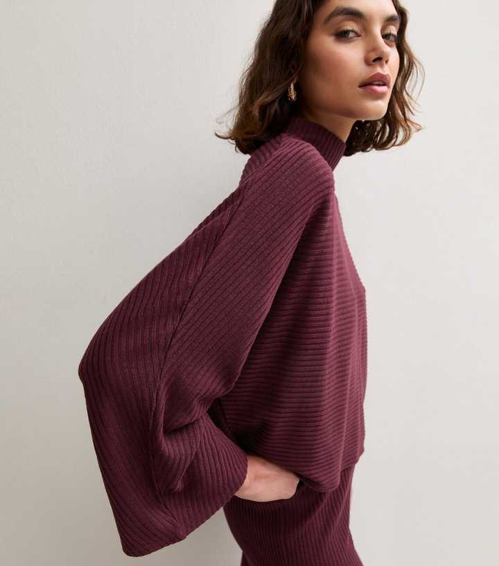 Tall Dark Burgundy Soft Touch Cape Sleeve Top