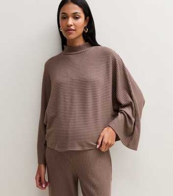 Maternity Mink Soft Touch Ribbed Cape Sleeve Top