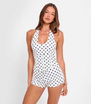 Public Desire White Polka Dot Corset Top