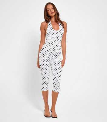 Public Desire White Polka Dot Slinky Capri Leggings