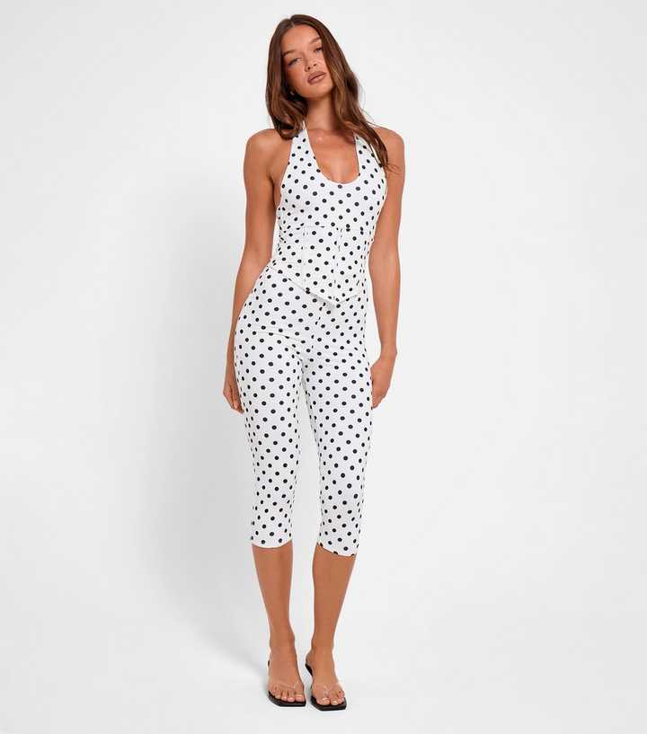 Public Desire White Polka Dot Slinky Capri Leggings