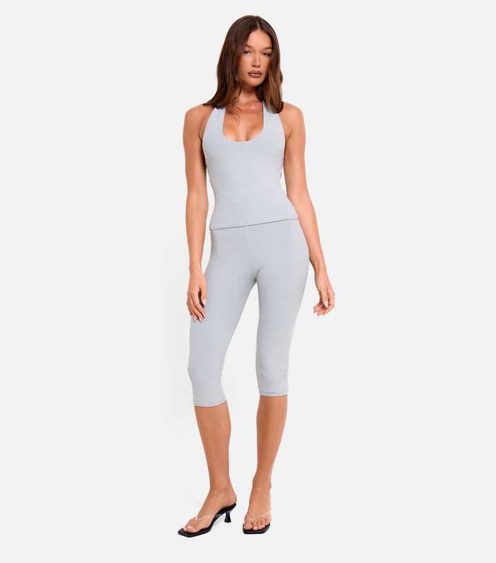 Public Desire Light Grey Slinky Capri Leggings