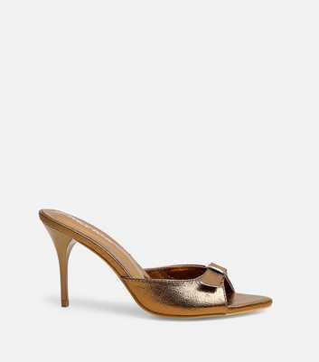 Public Desire Bronze Metallic Faux Leather Mule Stiletto Heels