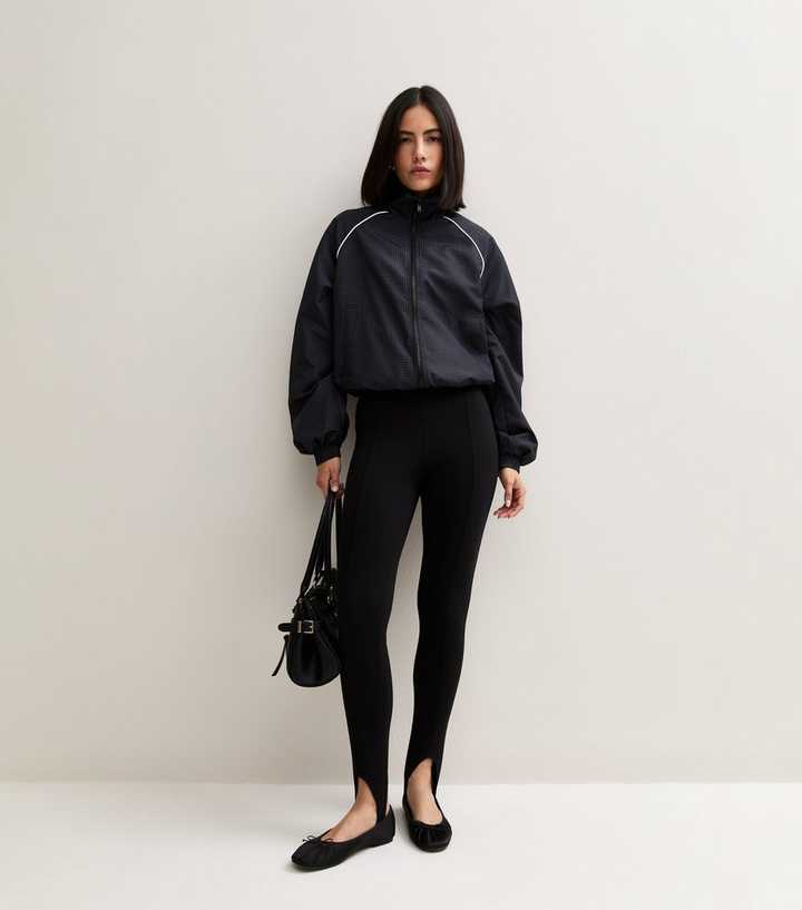 Black Cotton Rich High Waisted Stirrup Leggings