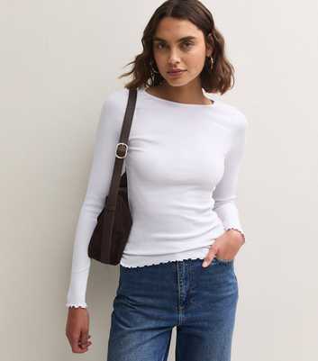 Tall White Cotton Rich Long Sleeve Babylock T-Shirt