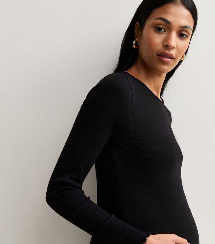 Maternity Black Cotton Rich Babylock Top