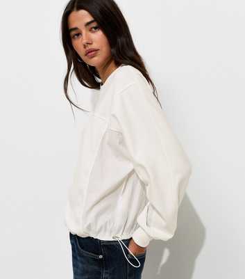 Cream Panelled Drawstring Hem Sweatshirt